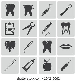 Vector black dental icons set