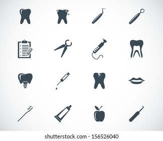 Vector black dental icons set