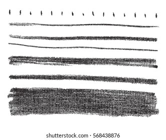 Vector black design elements on the chalkboard. Set of hand drawn black coal objects for design use. Vector art illustration grunge scratches, dust, stains, frames.