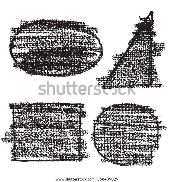 Vector black design
elements on the chalkboard. Set of hand drawn black coal objects
for design use. Vector art illustration grunge scratches, dust,
stains, frames.