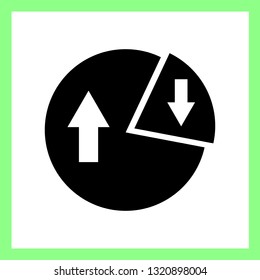 Vector black diagram icon. Up/down arrows in the circle symbol.