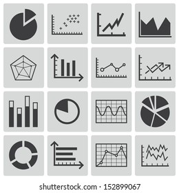 Vector black  diagram icons set
