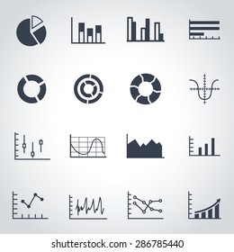 Vector black diagrams icon set.