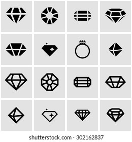 Vector black diamond card icon set.