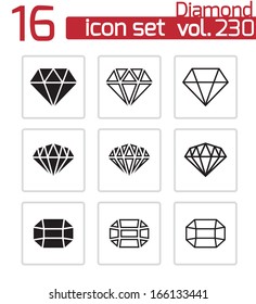 Vector black diamond icons set