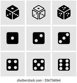 Vector black dice icon set.