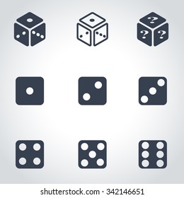 Vector black dice icon set.