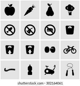 Vector black diet card icon set.