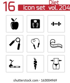 Vector black diet icons set