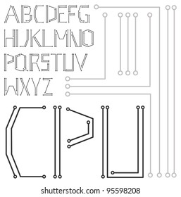 Vector black digital alphabet on a white background
