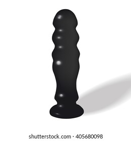 Vector black Dildo isolated on white background, black Dildo, vector illustration Dildo