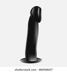 Vector black Dildo isolated on white background,
