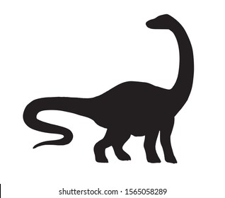 Vector black diplodocus brachiosaurus dinosaur silhouette isolated on white background