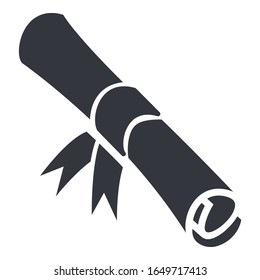 Vector Black Diploma Scroll Icon