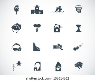 Vector black  disaster icons set