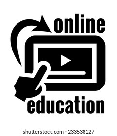 Vector Black Distance Education Concept Icon for web and mobile.