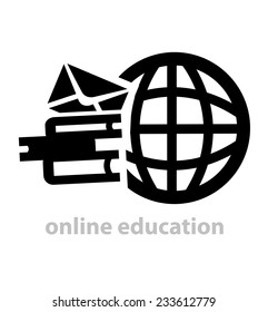 Vector Black Distance Education Concept Icon for web and mobile.