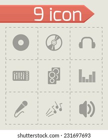 Vector black dj icon set on grey background