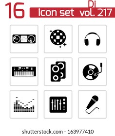 Vector black dj icons set