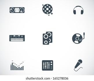 Vector black dj icons set