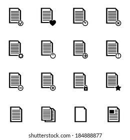 Vector black  document icons set on white background