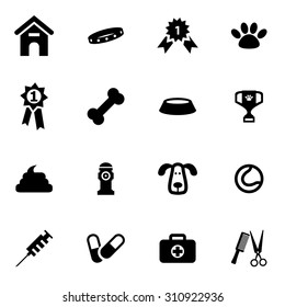 Vector black dog icon set.