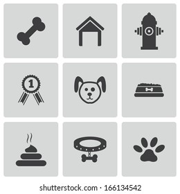 Vector black dog icons set