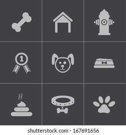 Vector black dog icons set