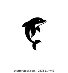 vector of black dolphin jumping