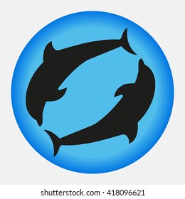 Vector of black dolphins symbol or icon