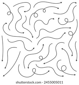 Vector black doodle arrow set