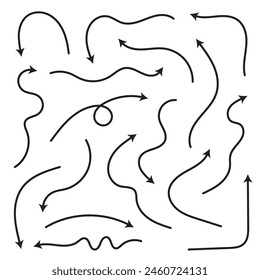 Vector black doodle arrow set