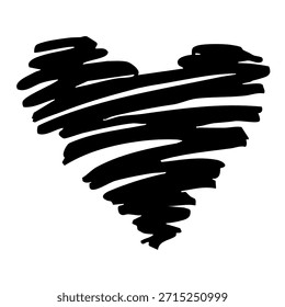 Vetor preto doodle coração em um fundo branco limpo acrescenta um apelo quente e moderno para projetos. Perfeito para cartões de felicitações, postagens de mídia social, logotipos, embalagens e projetos do Dia dos Namorados, este gráfico versátil tem um impacto.