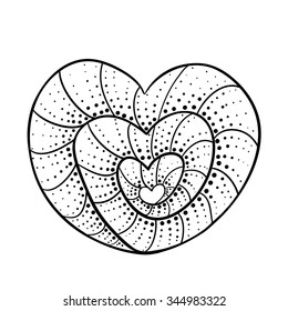 Vector black doodle heart on a white background