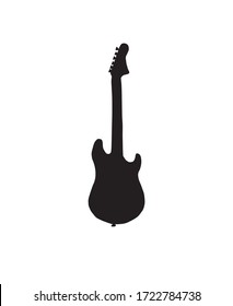 Vector black doodle sketch electronic guitar silhouette isolated on white background