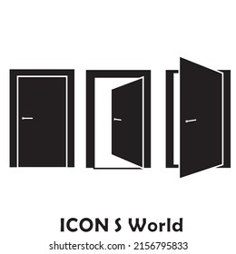 Vector black door icons set on white background