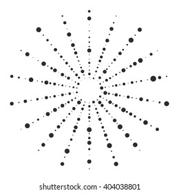 Vector black dot background. Abstract shape pattern. Technology monochrome background for web and print design. Random circle shapes. Big and small black points. Illustration with black dots ray.
