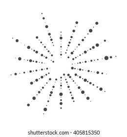 Vector black dot background. Abstract shape pattern. Technology monochrome background for web and print design. Random circle shapes. Big and small black points. Illustration with black dots ray.
