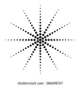 Vector black dot background. Abstract shape pattern. Technology monochrome background for web and print design. circle . Big and small black points. Illustration with ray.