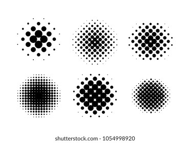 Vector Black Dot Pattern Set, isolated on white background. Vector Illustration.