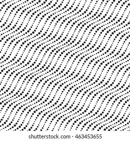 Vector black dot wavy pattern. Geometric background