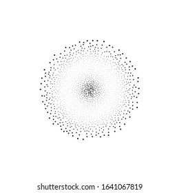 Vector black dots on white background. Abstract Radial Gradient, Circle halftone Dots