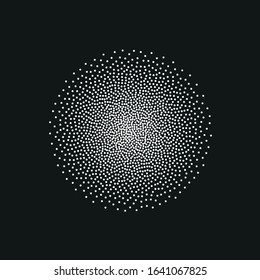 Vector black dots on white background. Abstract Radial Gradient, Circle halftone Dots