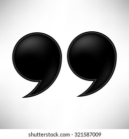 Vector Black Double Guotes Isolated on White Background