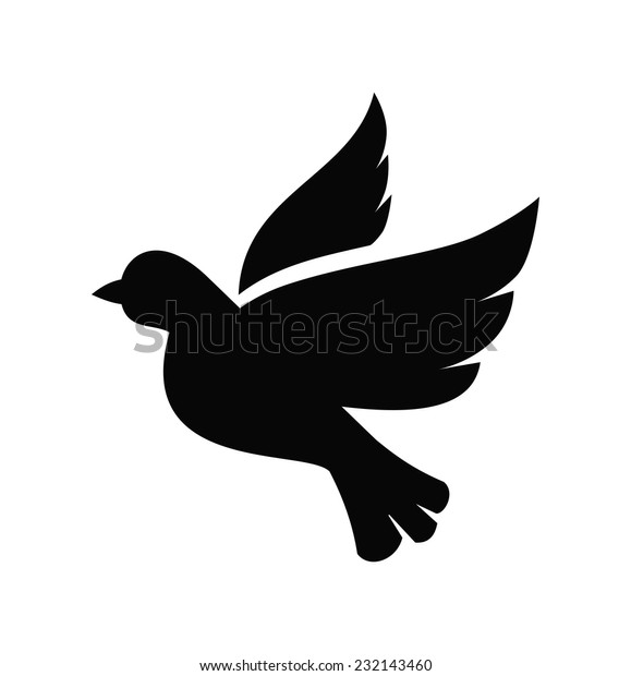 Vector Black Dove Icon On White Stock Vector (Royalty Free) 232143460
