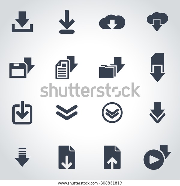 Vector Black Download Icon Set Stock Vector (Royalty Free) 308831819