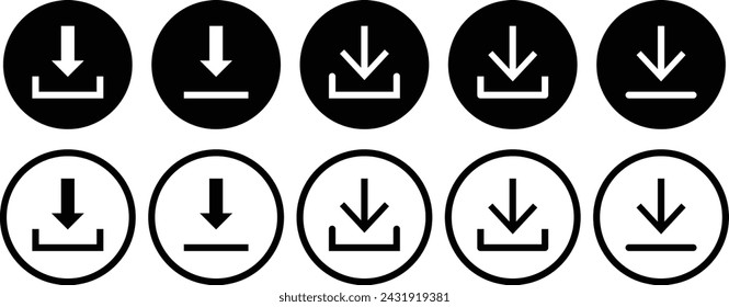 Vector negro descargar iconos conjunto ilustración vectorial.