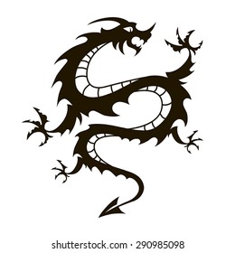 Vector black dragon on a white background