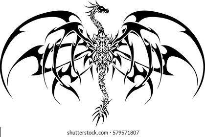 Vector Black Dragon Tattoo Stock Vector (Royalty Free) 579571807