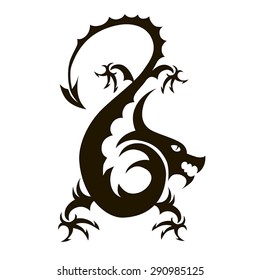 Vector black dragon for tattoo on a white background